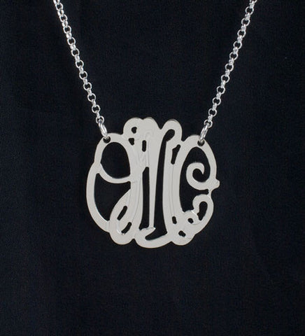 Petite Sterling Silver Monogram Necklace by Purple Mermaid Designs Apparel & Accessories > Jewelry > Necklaces