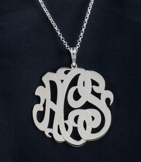 Sterling Silver 3 Initial Monogram Necklace by Purple Mermaid Designs Apparel & Accessories > Jewelry > Necklaces