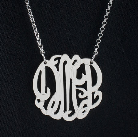 1 Inch Sterling Silver Monogram Necklace by Purple Mermaid Designs Apparel & Accessories > Jewelry > Necklaces