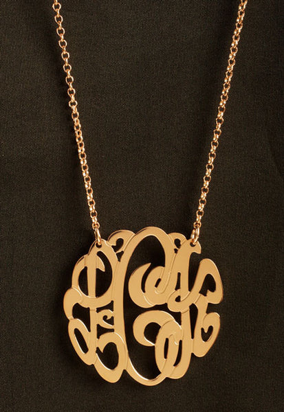Rose Gold Monogram Necklace by Purple Mermaid Designs Apparel & Accessories > Jewelry > Necklaces - 2