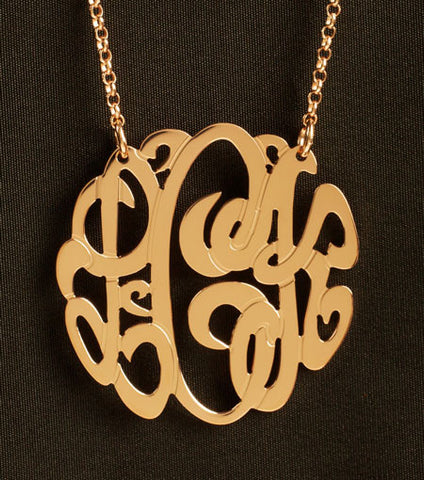 Rose Gold Monogram Necklace by Purple Mermaid Designs Apparel & Accessories > Jewelry > Necklaces - 1