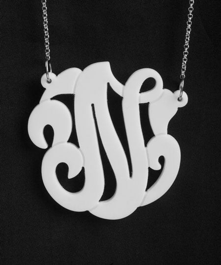 Acrylic Swirly Initial Necklace by Purple Mermaid Designs Apparel & Accessories > Jewelry > Necklaces - 1