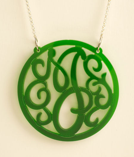 Acrylic Rimmed Initial Necklace by Purple Mermaid Designs Apparel & Accessories > Jewelry > Necklaces - 2