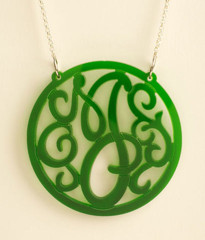 Acrylic Rimmed Initial Necklace by Purple Mermaid Designs Apparel & Accessories > Jewelry > Necklaces - 1