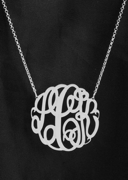 Big Slim Gold Monogram Necklace by Purple Mermaid Designs Apparel & Accessories > Jewelry > Necklaces - 5