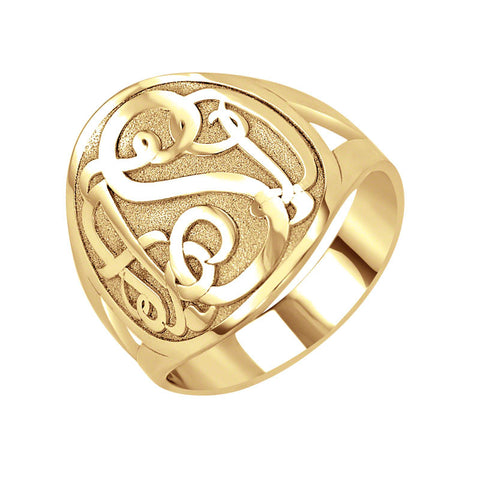 Traditional Decorated Monogram Ring Gold Plated