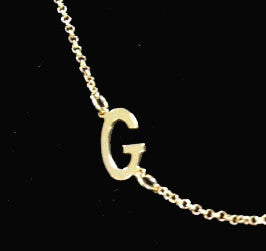 Gold Sideways Initial Necklace by Purple Mermaid Designs Apparel & Accessories > Jewelry > Necklaces - 1