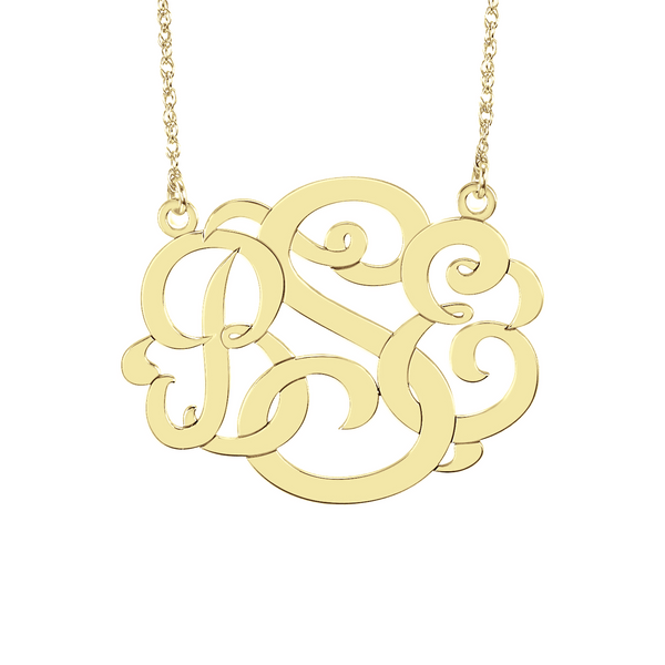 Classic Wide Monogram Necklace-Alison and Ivy Apparel & Accessories > Jewelry > Necklaces - 1