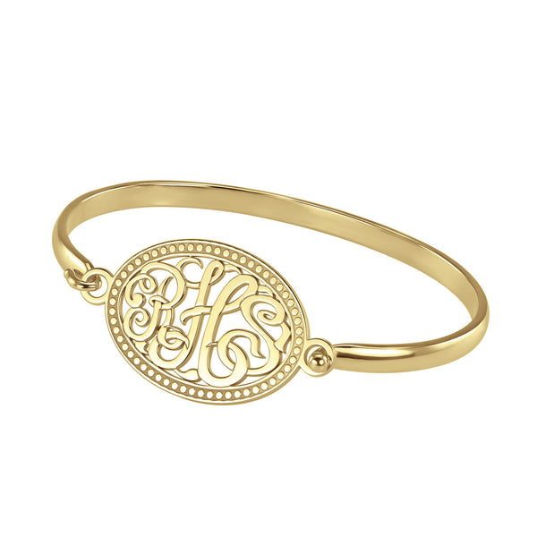 Classic Rope Rimmed Oval Monogram Bangle Bracelet Apparel & Accessories > Jewelry > Bracelets - 1