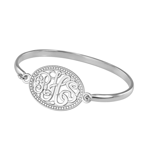 Classic Rope Rimmed Oval Monogram Bangle Bracelet Apparel & Accessories > Jewelry > Bracelets - 2