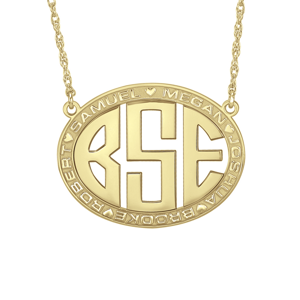 Original Border Oval Monogram Mothers Necklace-Alison and Ivy Apparel & Accessories > Jewelry > Necklaces - 1