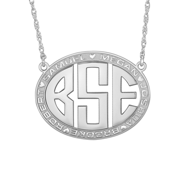 Original Border Oval Monogram Mothers Necklace-Alison and Ivy Apparel & Accessories > Jewelry > Necklaces - 2