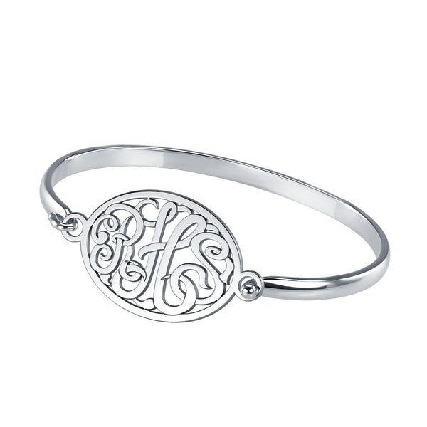 Classic Rimmed Oval Monogram Bangle Bracelet Apparel & Accessories > Jewelry > Bracelets - 2