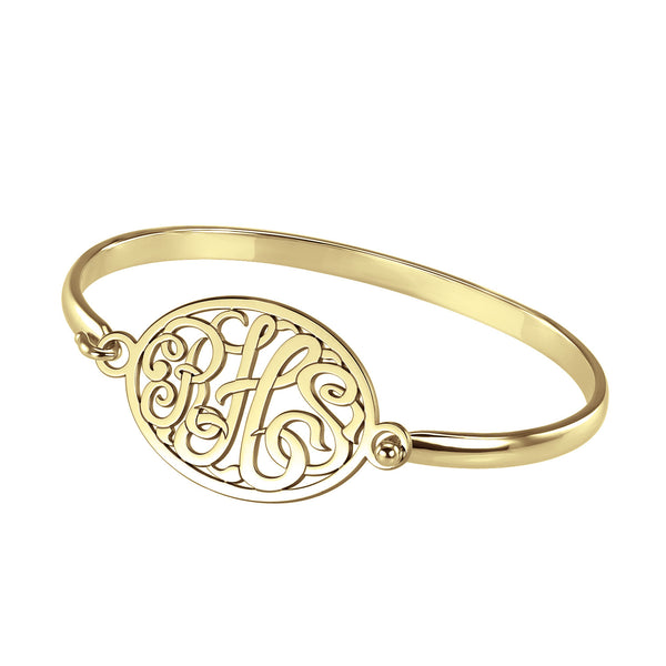 Classic Rimmed Oval Monogram Bangle Bracelet Apparel & Accessories > Jewelry > Bracelets - 1