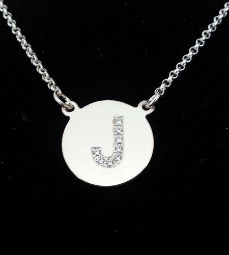 Sterling Silver CZ Initial Necklace by Purple Mermaid Designs Apparel & Accessories > Jewelry > Necklaces