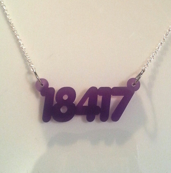 Script Acrylic Zip Code Necklace by Purple Mermaid Designs Apparel & Accessories > Jewelry > Necklaces - 3