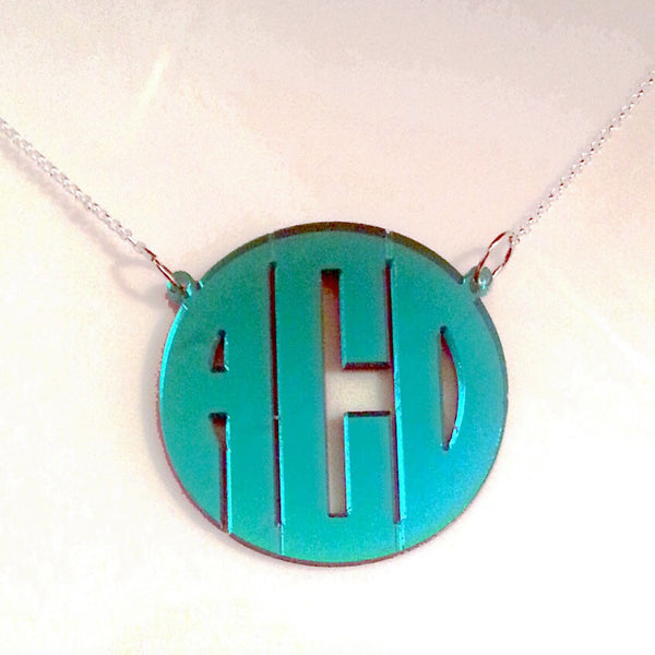 Acrylic Block Monogram Split Chain Necklace-Purple Mermaid Designs Apparel & Accessories > Jewelry > Necklaces - 3