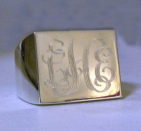 Sterling Silver Engraved Rectangle Signet Ring-Purple Mermaid Designs Apparel & Accessories > Jewelry > Rings - 1