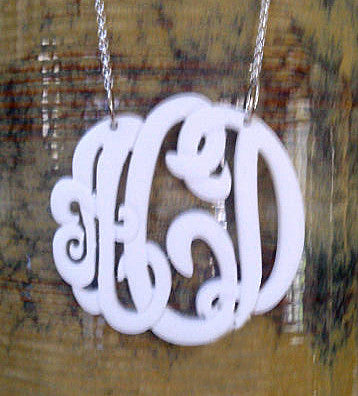 Acrylic Script Monogram Necklace on Split Chain-Purple Mermaid Designs Apparel & Accessories > Jewelry > Necklaces - 4