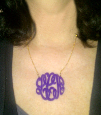 Acrylic Script Monogram Necklace on Split Chain-Purple Mermaid Designs Apparel & Accessories > Jewelry > Necklaces - 6