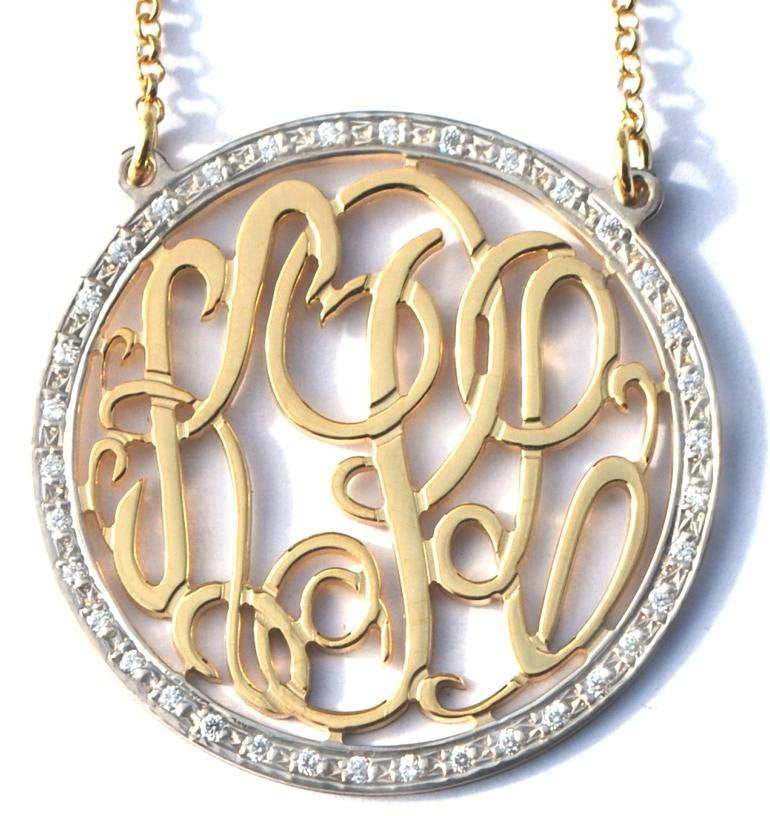 Gold CZ Round Rimmed Necklace by Purple Mermaid Designs Apparel & Accessories > Jewelry > Necklaces