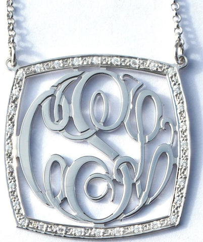 Sterling Silver CZ Square Rimmed Necklace by Purple Mermaid Designs Apparel & Accessories > Jewelry > Necklaces