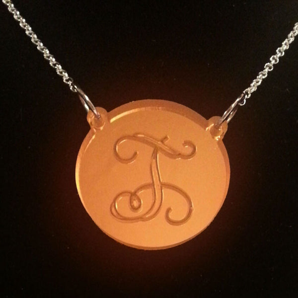 Acrylic Engraved Disc Split Chain Necklace-Purple Mermaid Designs Apparel & Accessories > Jewelry > Necklaces - 1