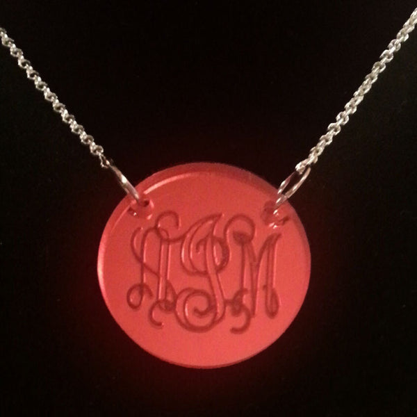 Acrylic Engraved Disc Split Chain Necklace-Purple Mermaid Designs Apparel & Accessories > Jewelry > Necklaces - 2