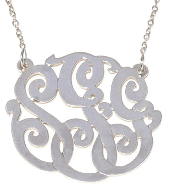 Silver Cutout Monogram Split Chain Necklace Apparel & Accessories > Jewelry > Necklaces