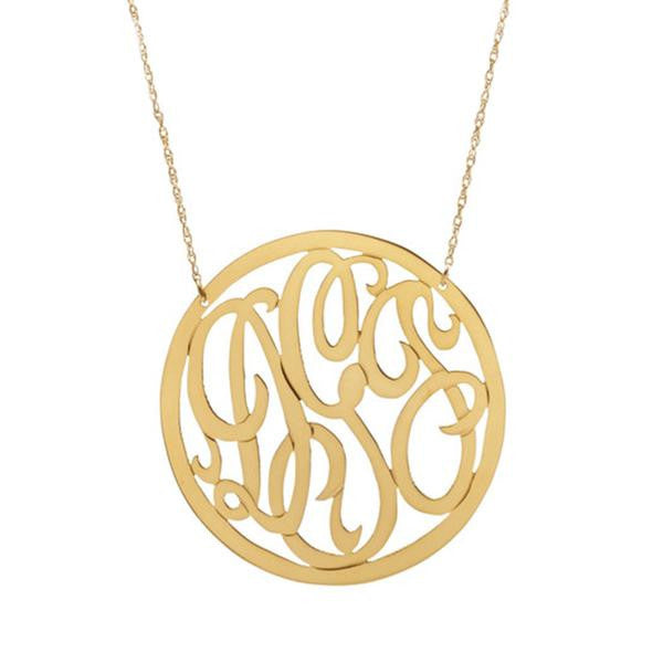 Cheshire Rimmed Monogram Necklace - Moon and Lola Apparel & Accessories > Jewelry > Necklaces - 1