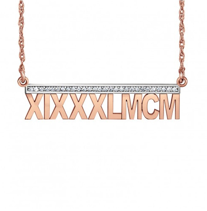 Roman Numeral Necklace Diamond Accents