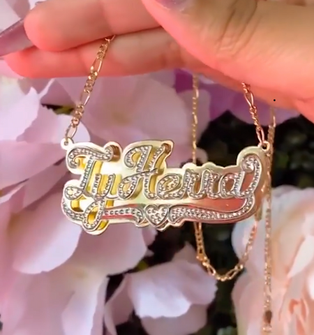 Custom 3D Double Plated Name Necklace Initial Obsession