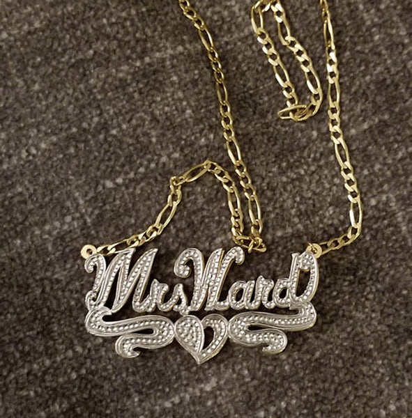 Custom 3D Double Plated Cutout Name Necklace 2