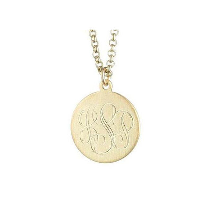 5/8 Inch 12K Gold Plated Engraved Disc Necklace Apparel & Accessories > Jewelry > Necklaces