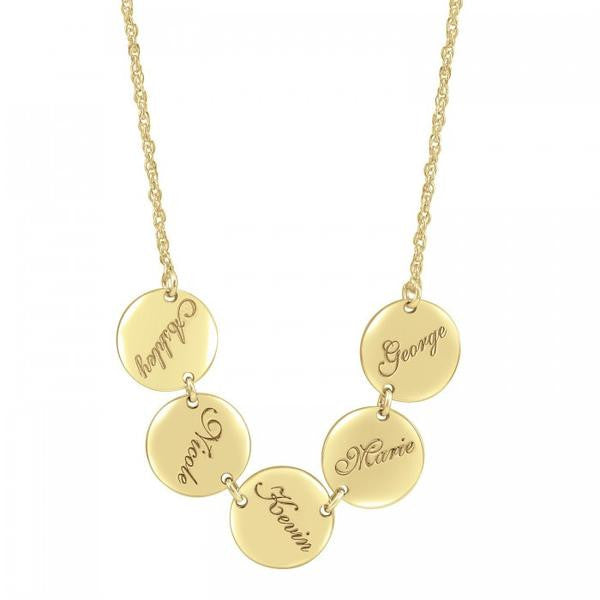 Engraved Family Name Disc Necklace Apparel & Accessories > Jewelry > Necklaces - 1