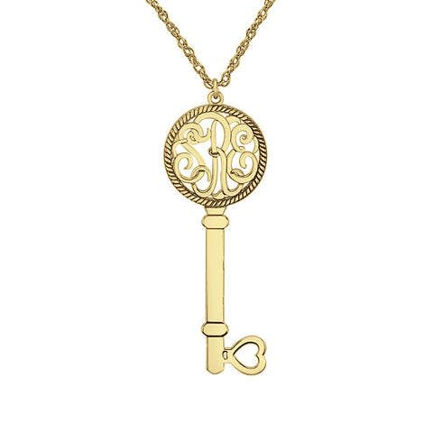 Three Initial Monogram Key Necklace Apparel & Accessories > Jewelry > Necklaces - 1