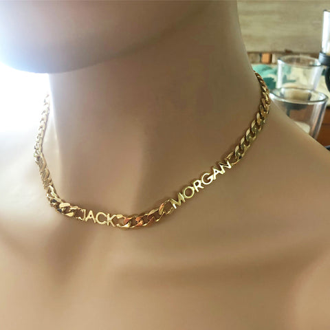 gold name choker necklace