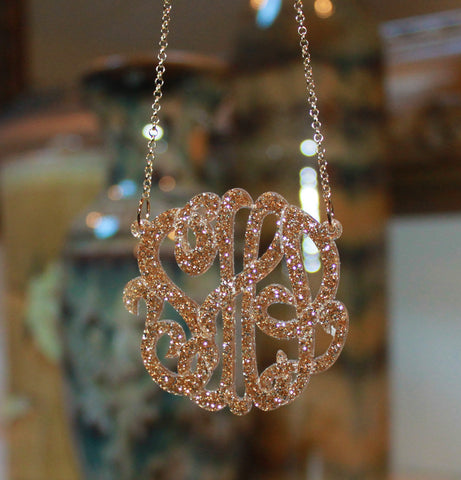 Acrylic Glitter Monogram Necklace by Purple Mermaid Designs - 5