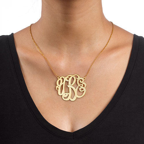 Scroll Monogram Necklace - 18K Gold Plated Apparel & Accessories > Jewelry > Necklaces - 2