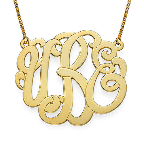 Scroll Monogram Necklace - 18K Gold Plated Apparel & Accessories > Jewelry > Necklaces - 1