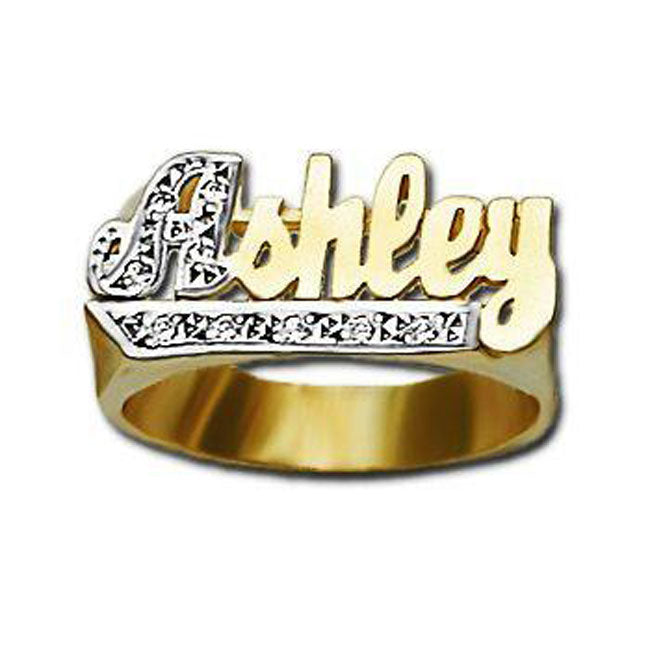 Personalized Name Ring with Diamonds - 10mm