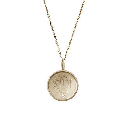Golden Thread 14K Gold Rimmed Monogram Necklace with Diamond Apparel & Accessories > Jewelry > Necklaces - 2