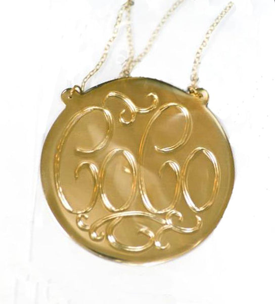 Hand Engraved Gold Disc Split Chain Necklace-Purple Mermaid Designs Apparel & Accessories > Jewelry > Necklaces - 3
