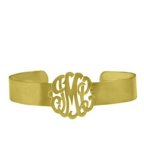 Gold Monogram Cuff Bracelet by Purple Mermaid Designs Apparel & Accessories > Jewelry > Bracelets - 1