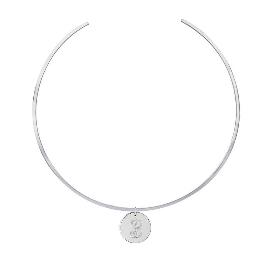 Personalized Initial Disc Choker Necklace Apparel & Accessories > Jewelry > Necklaces