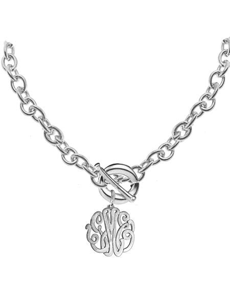 Keti Sorely Designs Sterling Silver Monogram Necklace on Toggle Chain Apparel & Accessories > Jewelry > Necklaces - 3