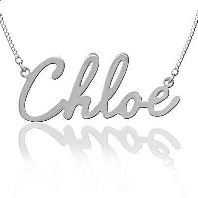 White Gold Personalised Sterling Silver Carrie Font Name Necklace