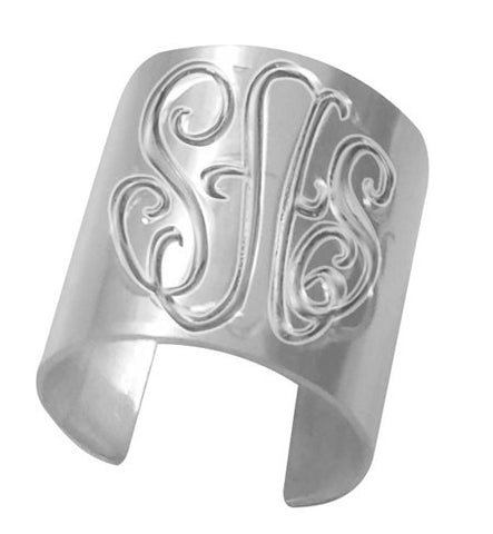 Keti Sorely Designs  Silver Hand Engraved Monogram Cuff Ring Apparel & Accessories > Jewelry > Rings - 1