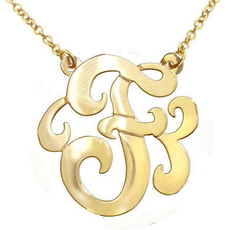Keti Sorely Designs 24K Gold Plated Swirly Initial Necklace Apparel & Accessories > Jewelry > Necklaces - 1