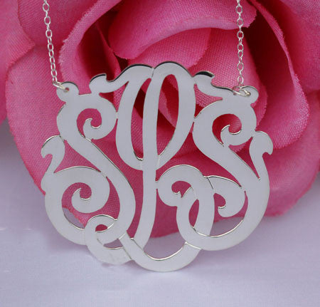 Keti Sorely Designs Sterling Silver Large Monogram Necklace Apparel & Accessories > Jewelry > Necklaces - 1